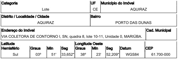 Terreno Caixa em AQUIRAZ / CE - 10190921
