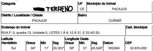 Terreno da Caixa em PACAJUS / CE - 10208266