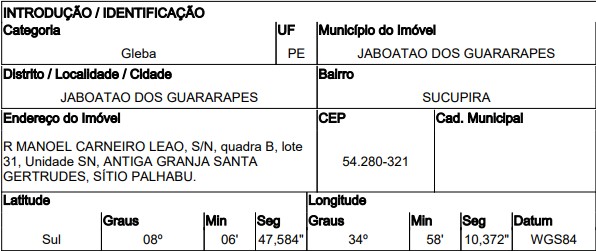 Gleba da Caixa em JABOATAO DOS GUARARAPES / PE - 10219409