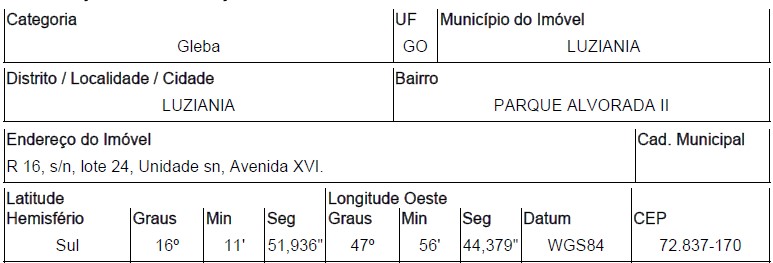 Terreno Caixa em LUZIANIA / GO - 1444403365930