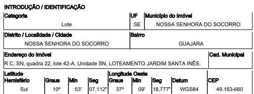 Terreno da Caixa em NOSSA SENHORA DO SOCORRO / SE - 8444425691820