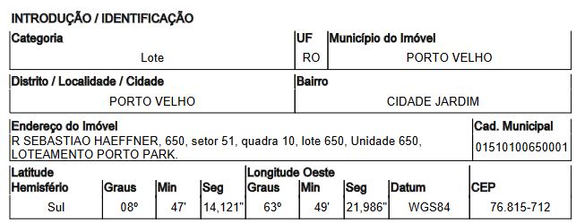 Terreno da Caixa em PORTO VELHO / RO - 10012278
