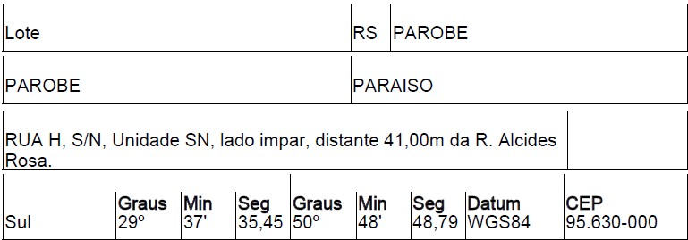 Terreno da Caixa em PAROBE / RS - 10164105