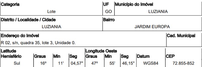 Terreno da Caixa em LUZIANIA / GO - 10218349