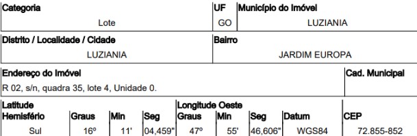 Terreno da Caixa em LUZIANIA / GO - 10218367